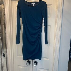 Nordstrom Long-Sleeve Ruched Sheath Dress - Teal Blue